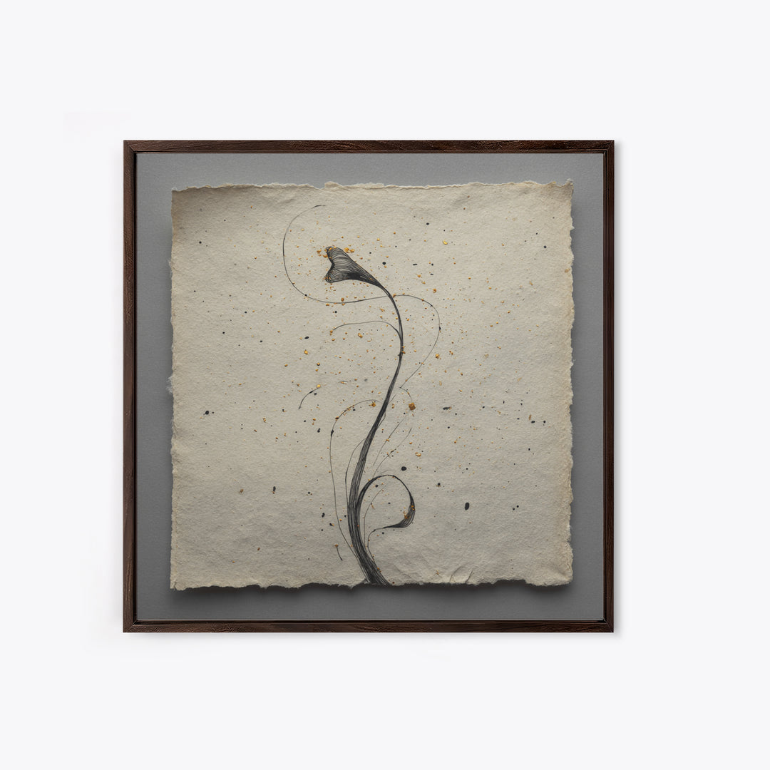 Single Elegant Flourish Shaped Like a Flower Framed Canvas Print, Calligraphy Art, Fine Art Print, Living Room Decor, Script, CAL-1x1-53