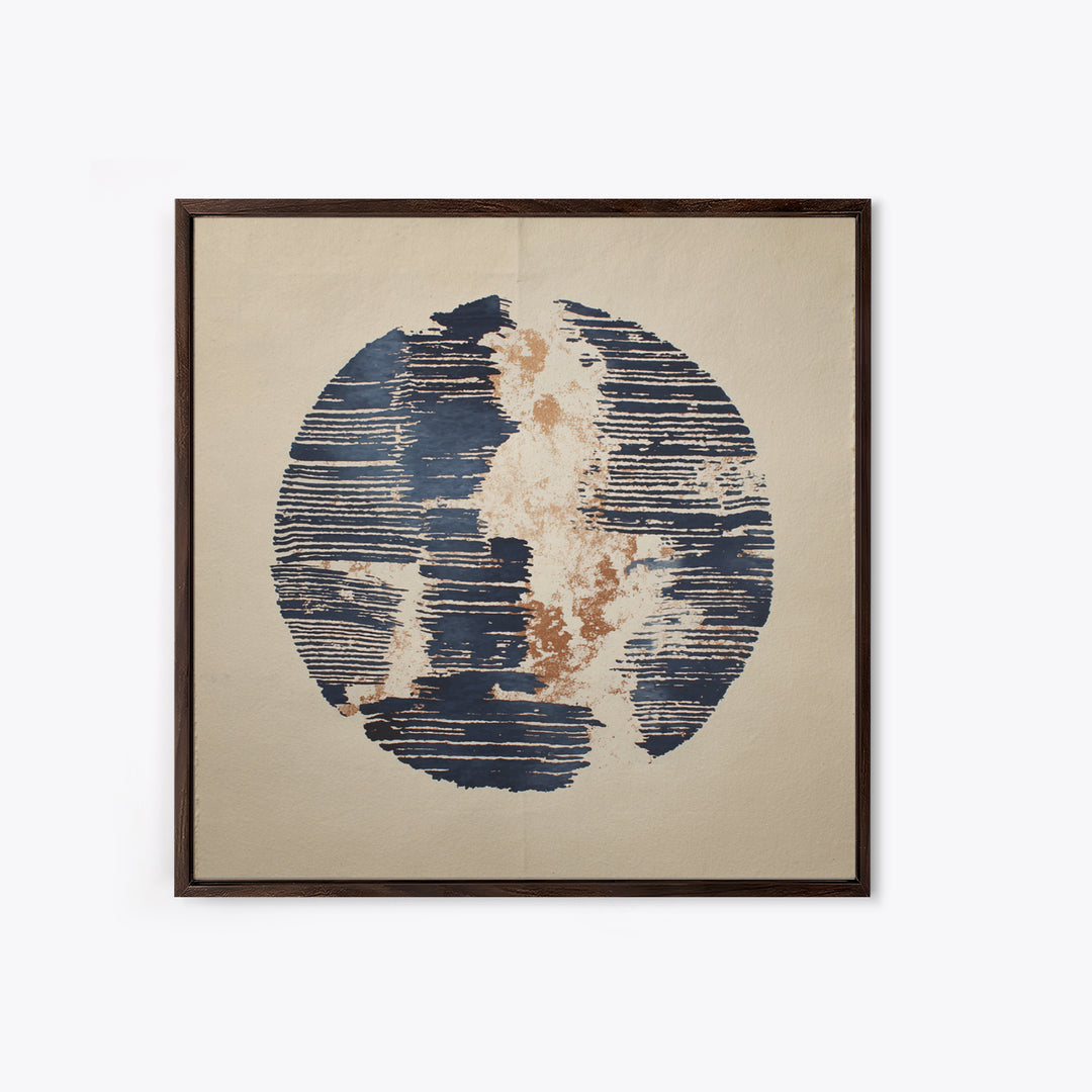 Layered Copper Ink Strokes on Dark Navy Canvas Print, Calligraphy Art, Digital Download Art, Living Room Decor, Script, CAL-1x1-54