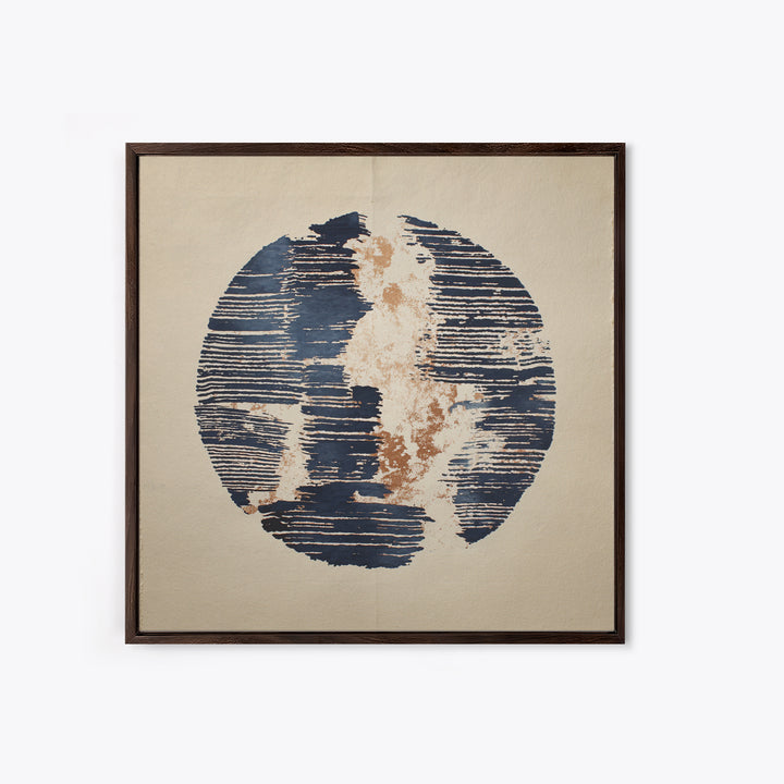 Layered Copper Ink Strokes on Dark Navy Canvas Print, Calligraphy Art, Digital Download Art, Living Room Decor, Script, CAL-1x1-54