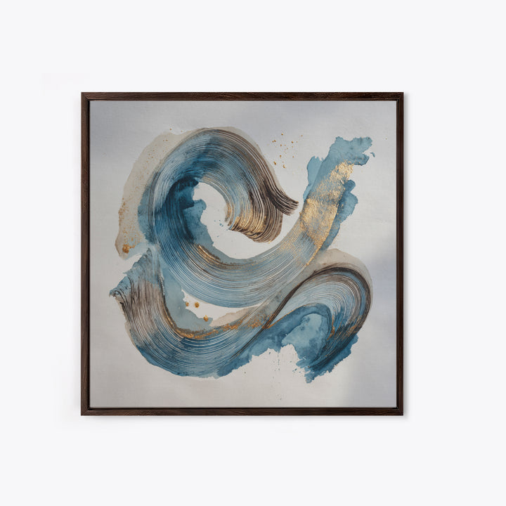 Modern Calligraphy Wave Framed Canvas Print, Calligraphy Art, Japanese Decor, Living Room Decor, Fine Art, Script, Art Print, CAL-1x1-58