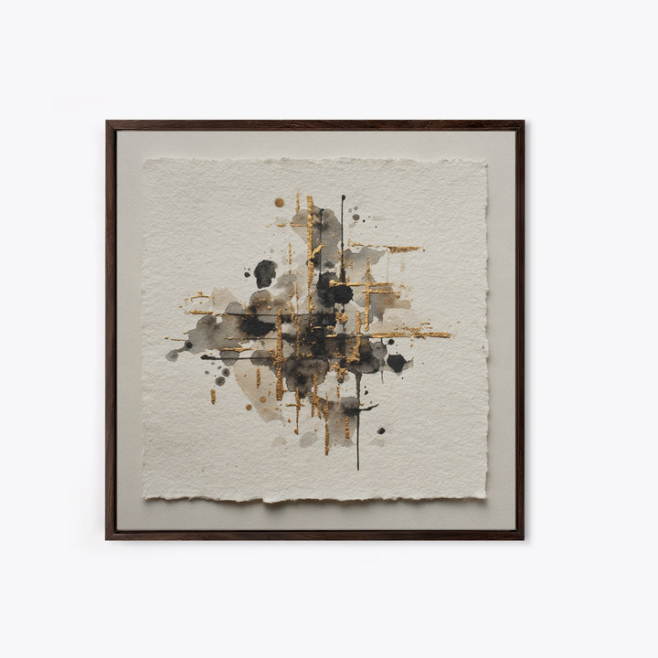 Ink Splatter and Long Brushstroke Composition Canvas Print, Calligraphy Art, Living Room Wall Art, Living Room Decor, Script, CAL-1x1-64