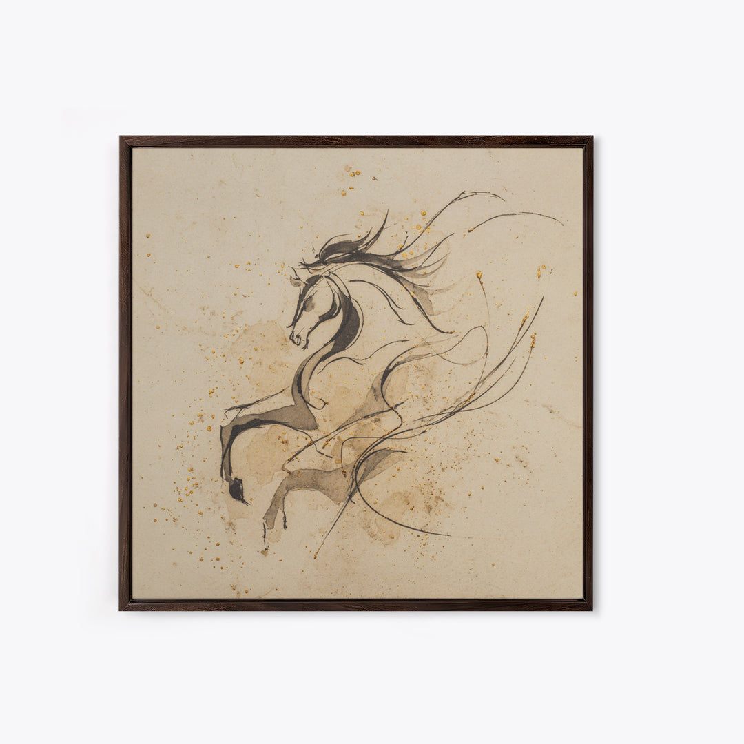 Calligraphic Horse Silhouette Made from One Line Canvas Print, Calligraphy Art, Gallery Decor, Living Room Decor, Script, CAL-1x1-65