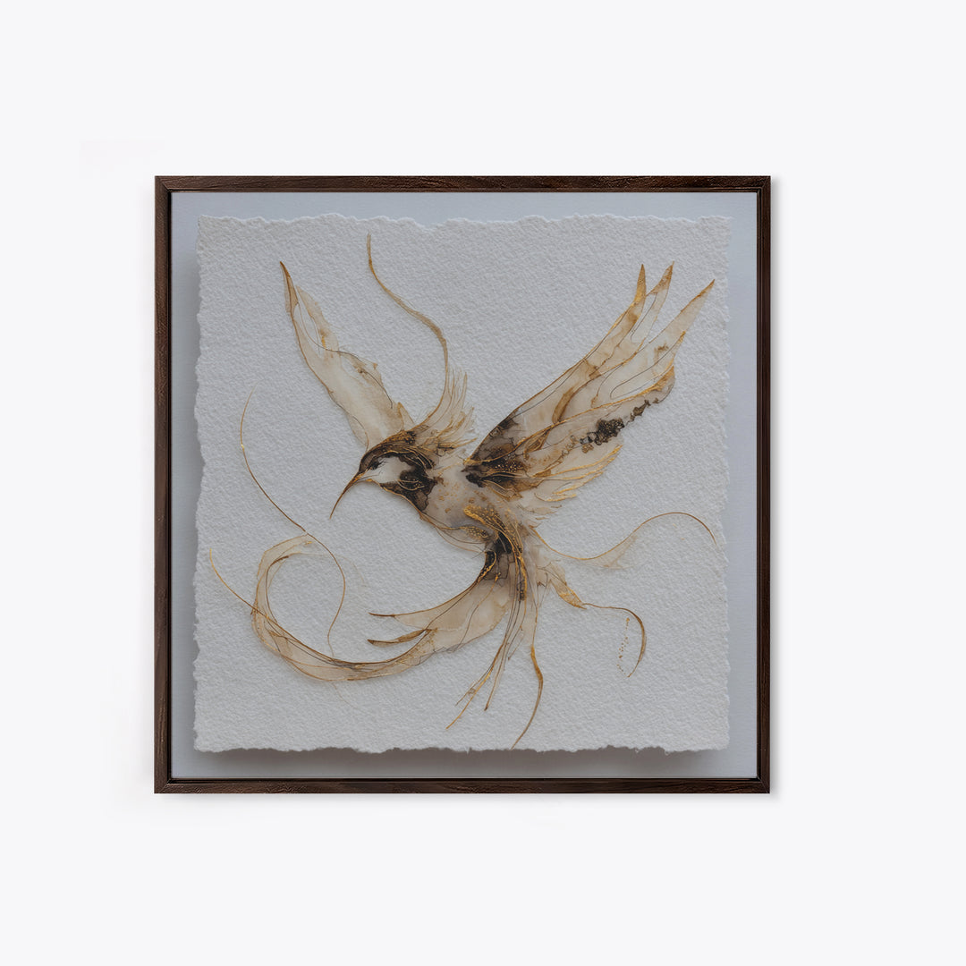 Calligraphic Bird Shape Formed from Flowing Lines Framed Canvas Print, Calligraphy Art, Printable, Living Room Decor, Script, CAL-1x1-8