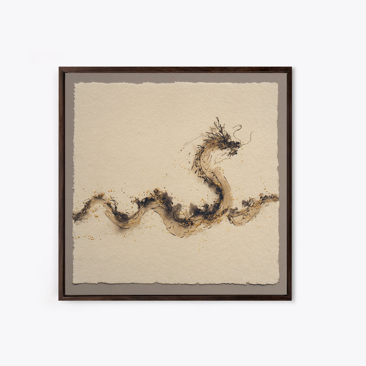 Ink Wash Dragon Curve Canvas Print, Calligraphy Art, Textured Painting, Living Room Decor, Fine Art, Script, Printable Wall Art, CAL-1x1-81