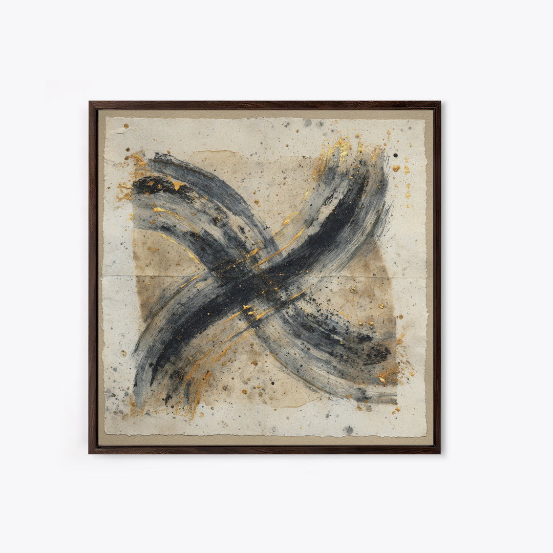 Abstract Prayer Flag of Brush Marks Canvas Print, Calligraphy Art, Neutral Decor, Living Room Decor, Fine Art, Script, CAL-1x1-95