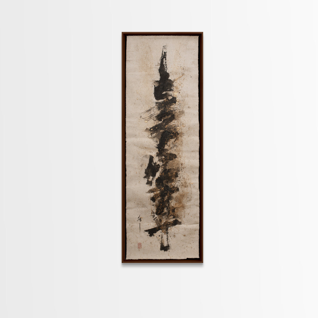 Abstract Prayer Flag of Brush Marks Canvas Print, Calligraphy Art, Calligraphy, Living Room Decor, Script, Japanese Decor, CAL-1x3-11