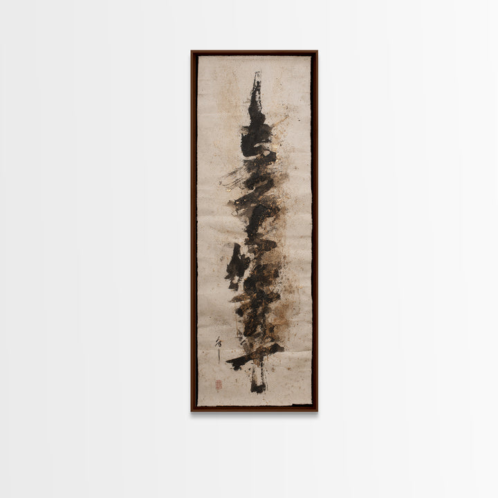 Abstract Prayer Flag of Brush Marks Canvas Print, Calligraphy Art, Calligraphy, Living Room Decor, Script, Japanese Decor, CAL-1x3-11