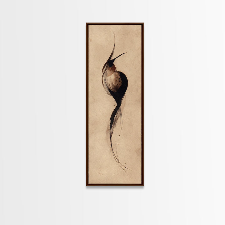 Calligraphic Bird Shape Formed from Flowing Lines Canvas Print, Calligraphy Art, Luxury Decor, Living Room Decor, Script, CAL-1x3-20