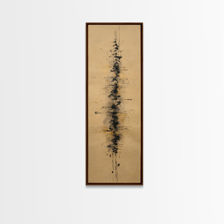 Ink Splatter and Long Brushstroke Composition Canvas Print, Calligraphy Art, Room Decor, Living Room Decor, Fine Art, Script, CAL-1x3-28
