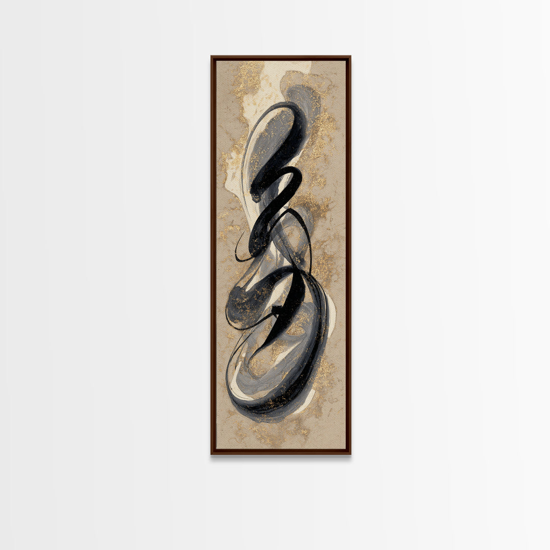 Ornamental Frame of Flourished Pen Curves Framed Canvas Print, Calligraphy Art, Scripture Art, Living Room Decor, Script, CAL-1x3-30