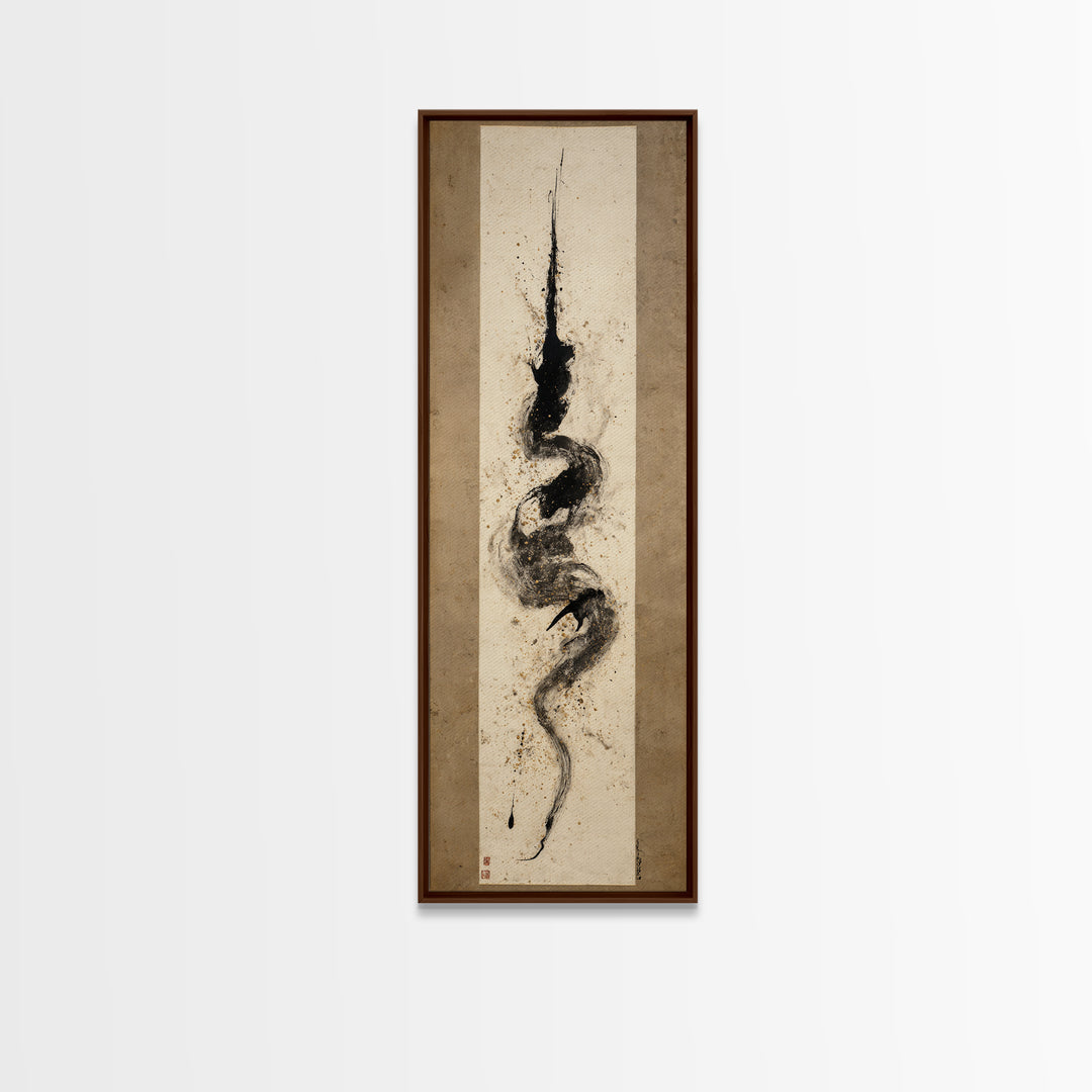 Calligraphic Bird Shape Formed from Flowing Lines Canvas Print, Calligraphy Art, Contemporary Art, Living Room Decor, Script, CAL-1x3-44