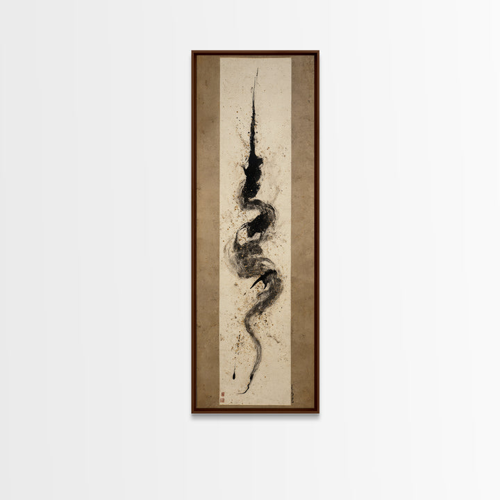 Calligraphic Bird Shape Formed from Flowing Lines Canvas Print, Calligraphy Art, Contemporary Art, Living Room Decor, Script, CAL-1x3-44