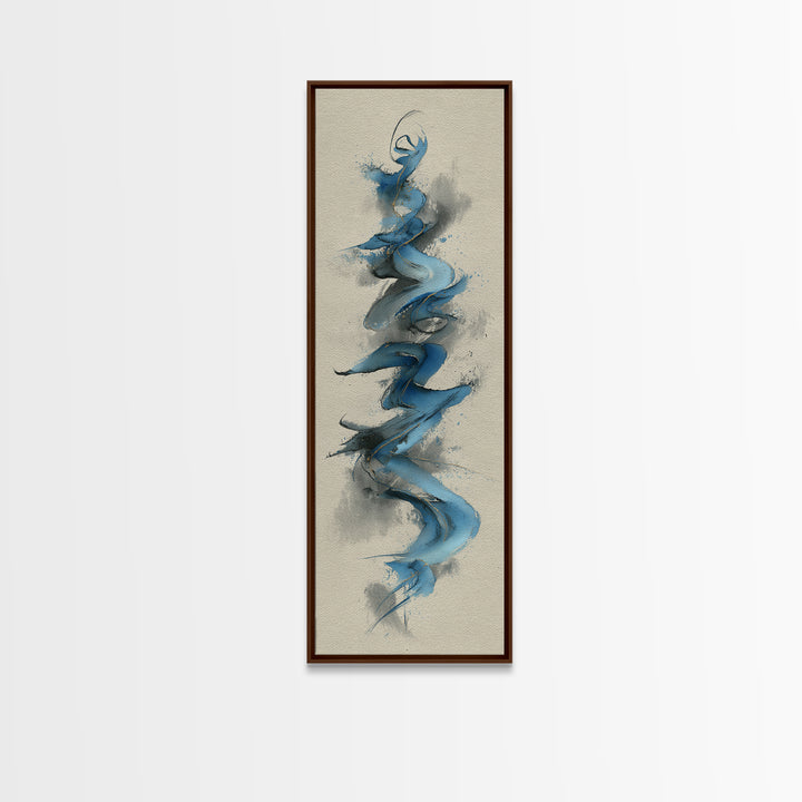 Modern Calligraphy Wave Framed Canvas Print, Calligraphy Art, Watercolor Print, Living Room Decor, Fine Art, Script, CAL-1x3-46