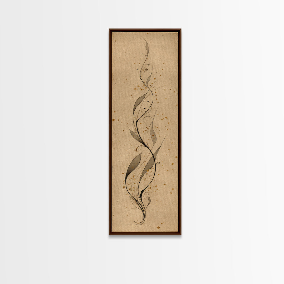 Floral Vine Created from Graceful Script Like Canvas Print, Calligraphy Art, Printable Wall Art, Living Room Decor, Script, CAL-1x3-47