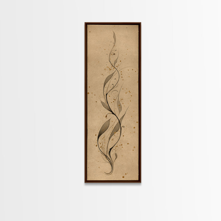 Floral Vine Created from Graceful Script Like Canvas Print, Calligraphy Art, Printable Wall Art, Living Room Decor, Script, CAL-1x3-47