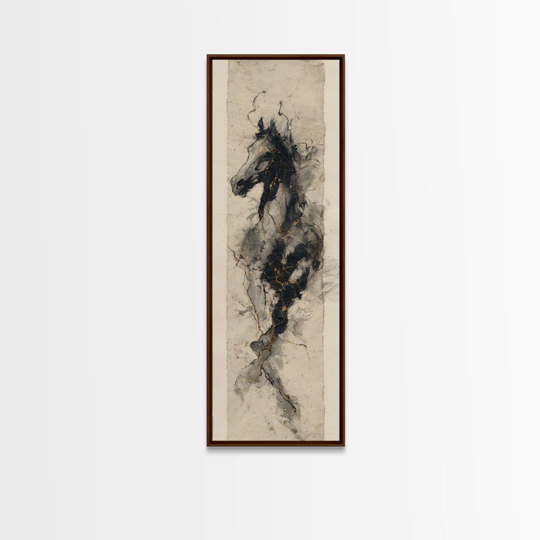 Calligraphic Horse Silhouette Made from One Line Canvas Print, Calligraphy Art, Gallery Wall Set, Living Room Decor, Script, CAL-1x3-5