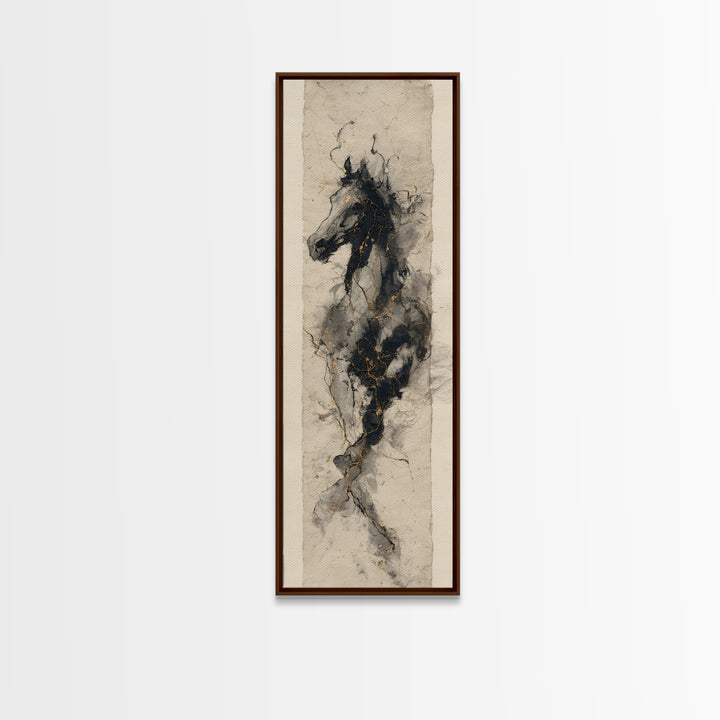Calligraphic Horse Silhouette Made from One Line Canvas Print, Calligraphy Art, Gallery Wall Set, Living Room Decor, Script, CAL-1x3-5