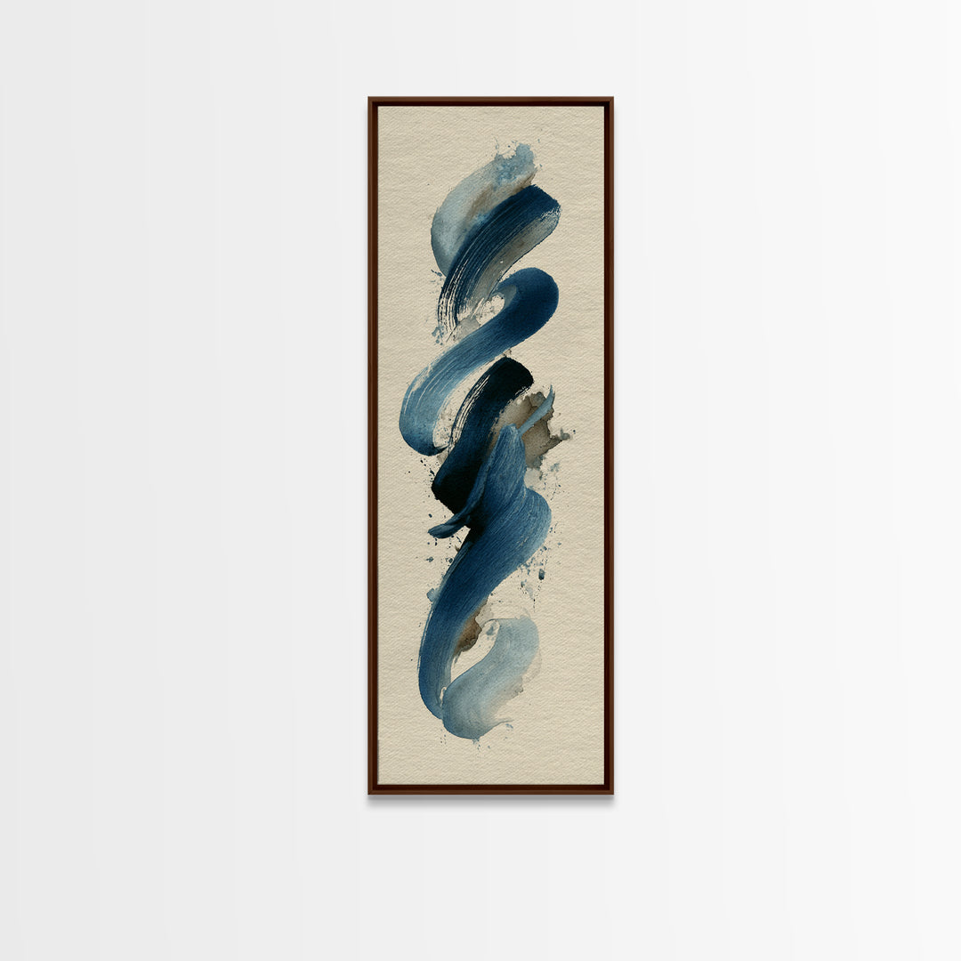 Modern Calligraphy Wave Framed Canvas Print, Calligraphy Art, Watercolor Print, Living Room Decor, Fine Art, Script, CAL-1x3-70