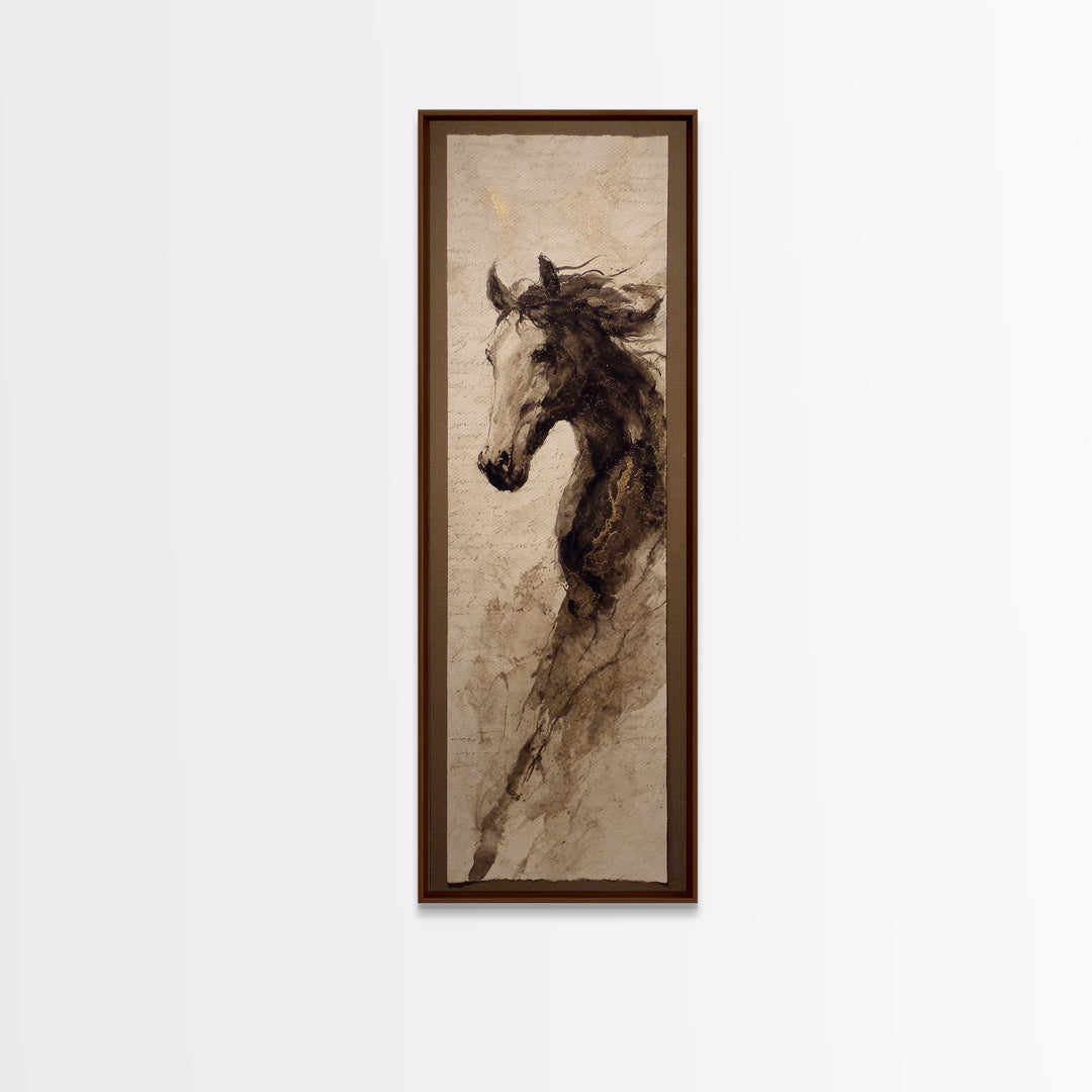 Calligraphic Horse Silhouette Made from One Line Canvas Print, Calligraphy Art, Art Print, Living Room Decor, Fine Art, Script, CAL-1x3-77