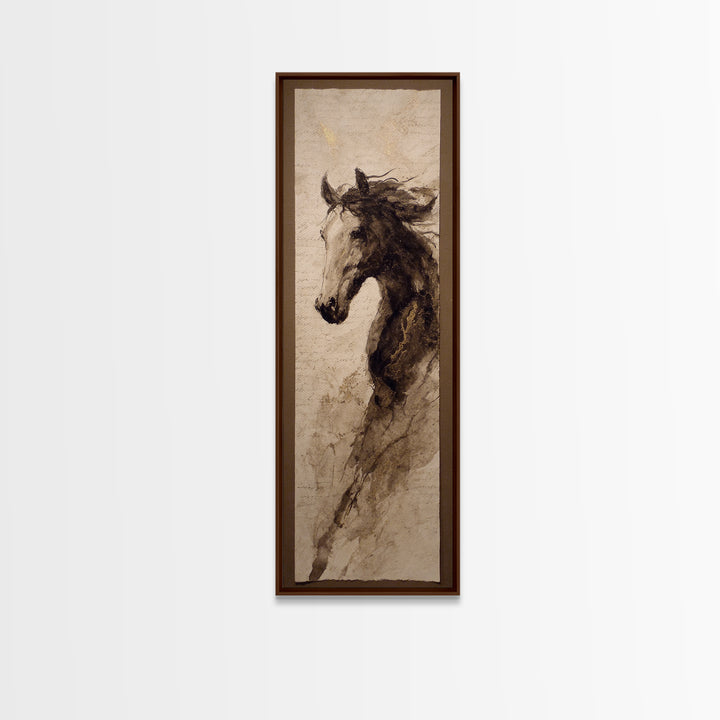 Calligraphic Horse Silhouette Made from One Line Canvas Print, Calligraphy Art, Art Print, Living Room Decor, Fine Art, Script, CAL-1x3-77