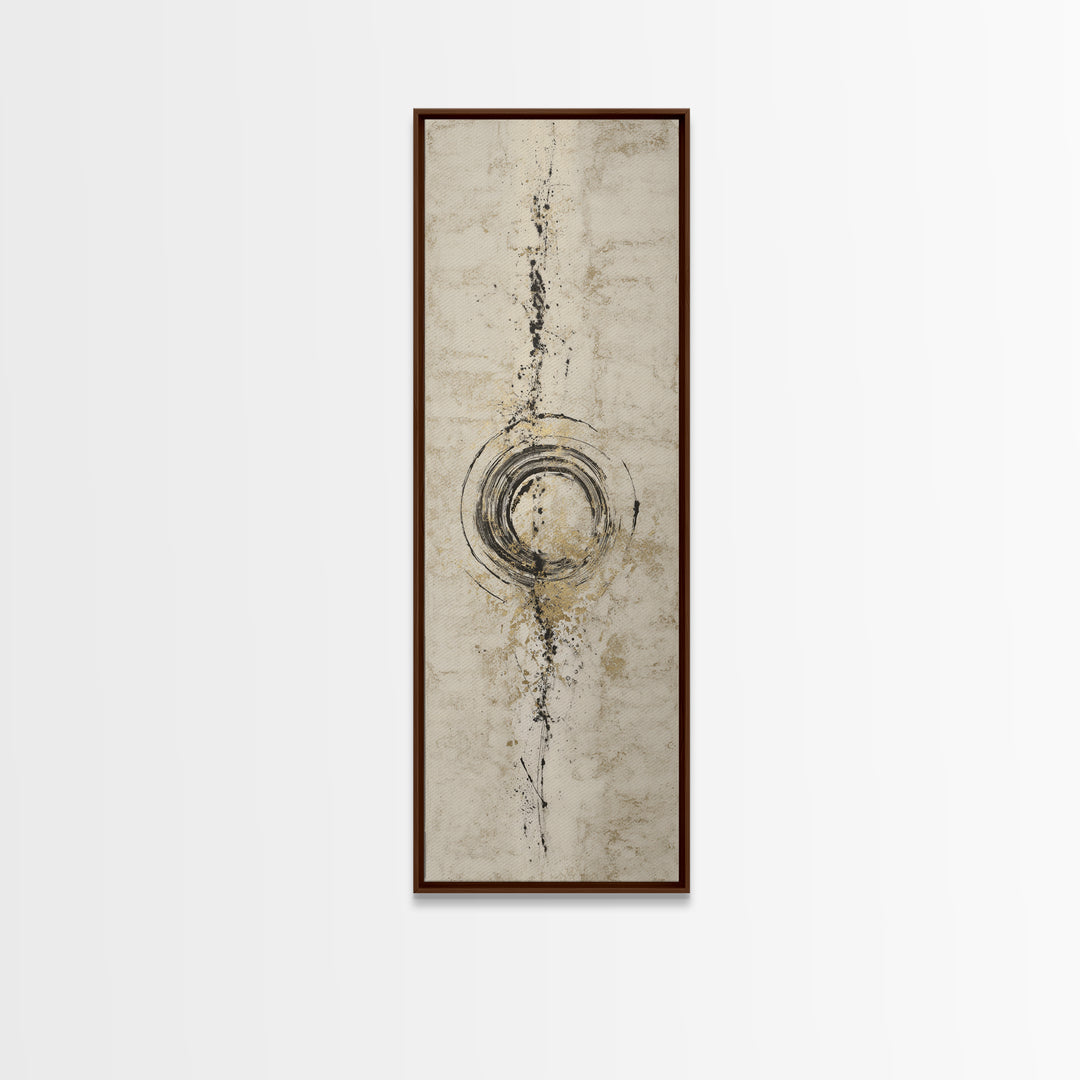 Japanese Brush Mark Circle Canvas Print, Calligraphy Art, Modern Wall Art, Living Room Decor, Script, Watercolor Print, CAL-1x3-88
