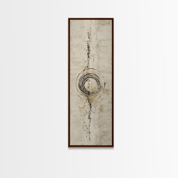 Japanese Brush Mark Circle Canvas Print, Calligraphy Art, Modern Wall Art, Living Room Decor, Script, Watercolor Print, CAL-1x3-88