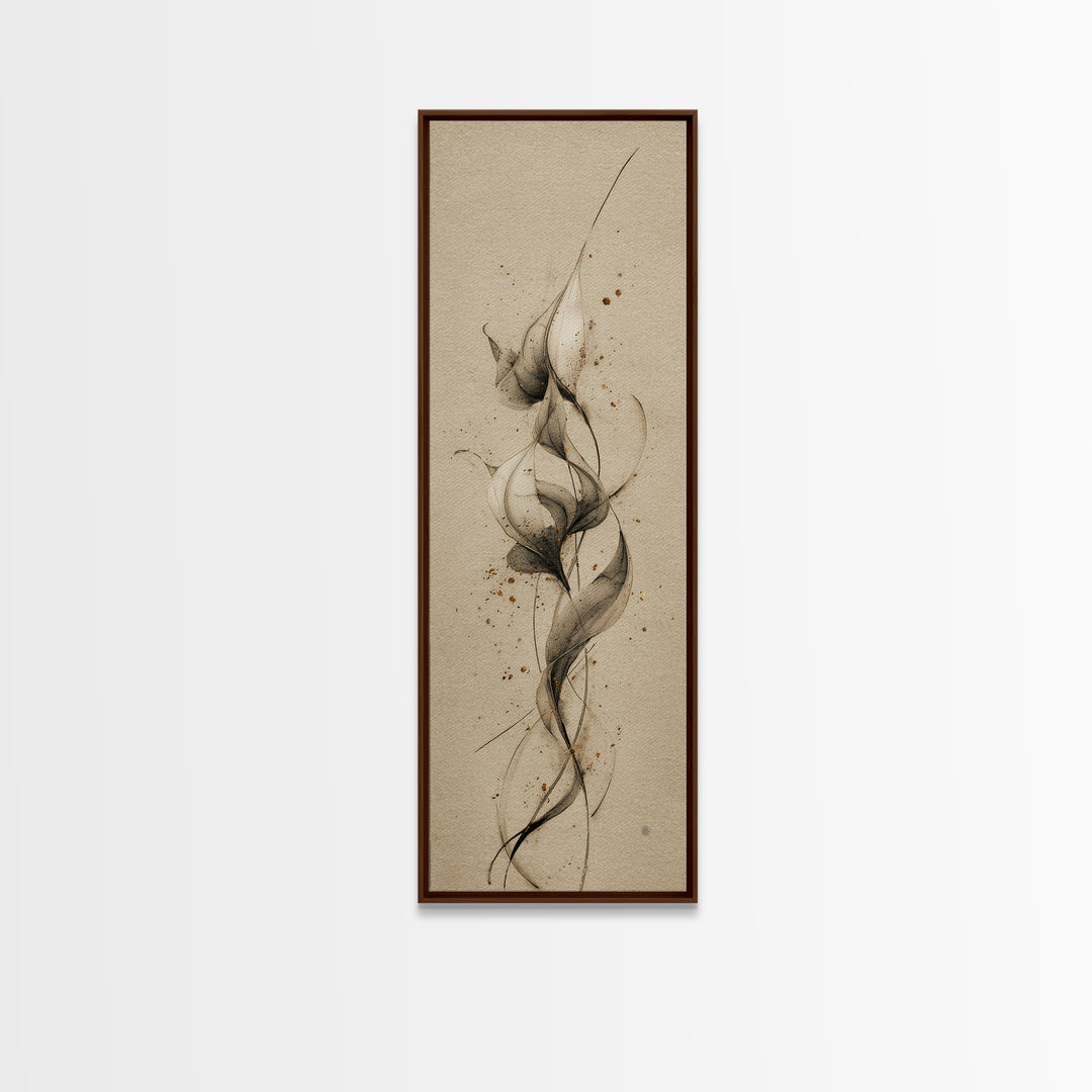 Single Elegant Flourish Shaped Like a Flower Canvas Print, Calligraphy Art, Watercolor Art, Living Room Decor, Script, CAL-1x3-89