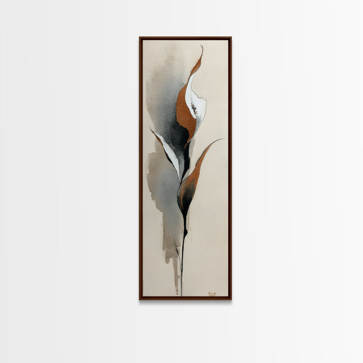 Floral Vine Created from Graceful Script Like Canvas Print, Calligraphy Art, Japanese Decor, Living Room Decor, Oil Painting, CAL-1x3-95