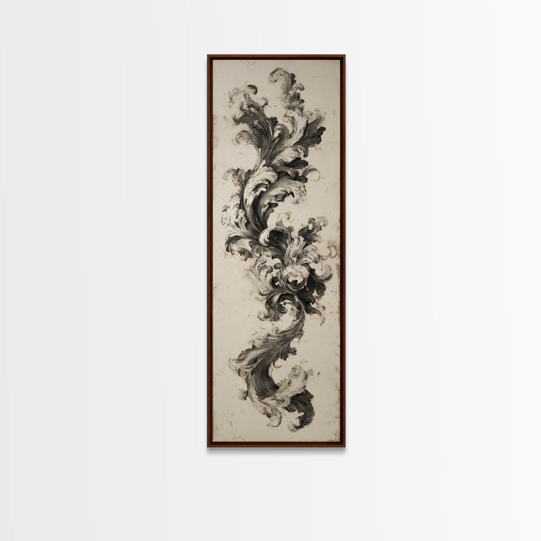 Baroque Scrollwork Made from Looping Pen Strokes Canvas Print, Calligraphy Art, Living Room Wall Art, Living Room Decor, Script, CAL-1x3-96