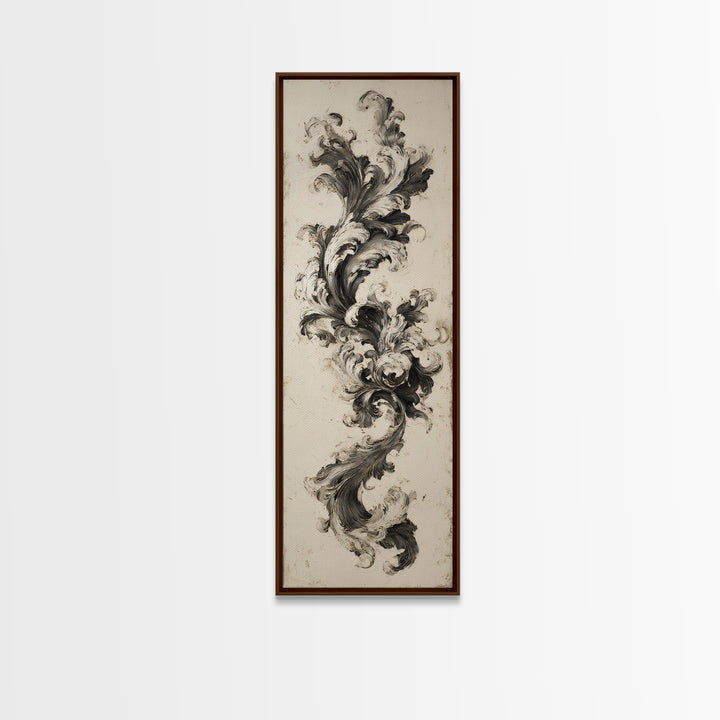 Baroque Scrollwork Made from Looping Pen Strokes Canvas Print, Calligraphy Art, Living Room Wall Art, Living Room Decor, Script, CAL-1x3-96