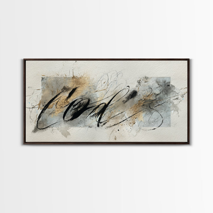 Romantic Handwritten Marks Without Readable Words Canvas Print, Calligraphy Art, Bedroom Wall Decor, Living Room Decor, Script, CAL-2x1-11