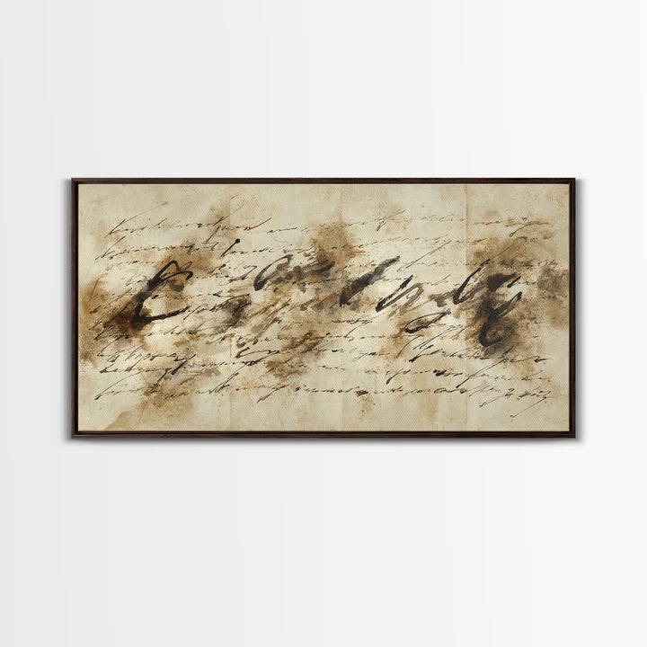 Expressive Musical Rhythm Painted as Ink Strokes Canvas Print, Calligraphy Art, Textured Painting, Living Room Decor, Script, CAL-2x1-44