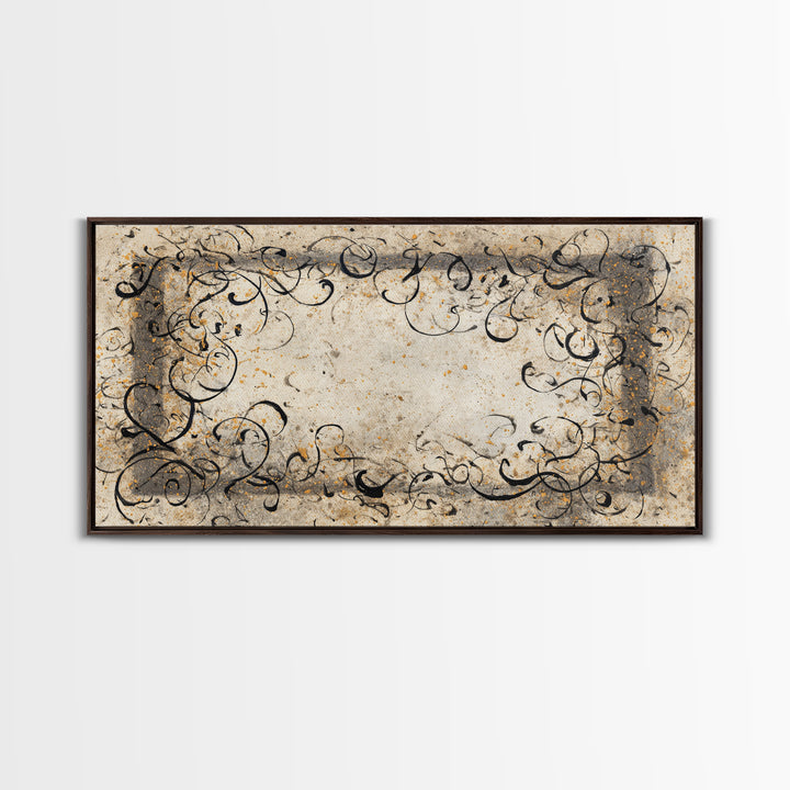 Ornamental Frame of Flourished Pen Curves Canvas Print, Calligraphy Art, Room Decor, Living Room Decor, Fine Art, Script, CAL-2x1-62