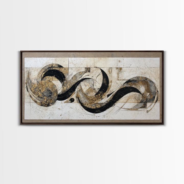 Arabic Ornamental Curves as Non Readable Art Canvas Print, Calligraphy Art, Wall Art Printable, Living Room Decor, Script, CAL-2x1-71