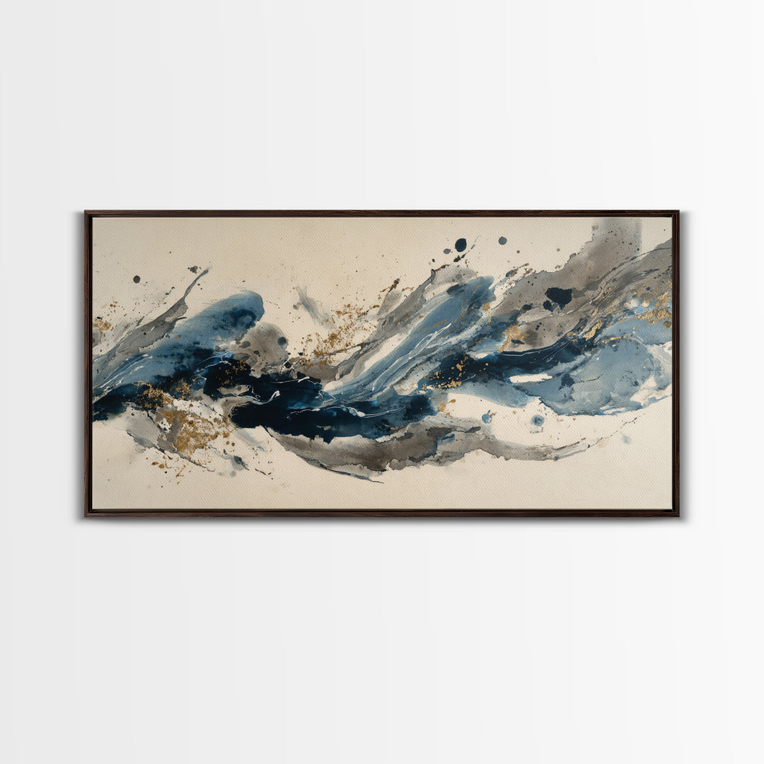 Modern Calligraphy Wave Canvas Print, Calligraphy Art, Contemporary Art, Living Room Decor, Fine Art, Script, Printable Art, CAL-2x1-78
