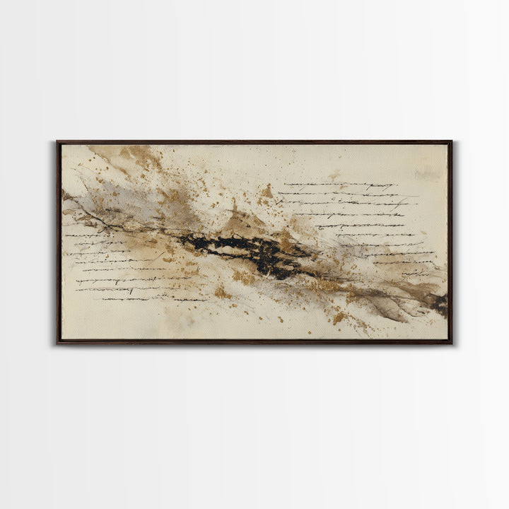 Romantic Handwritten Marks Without Readable Words Canvas Print, Calligraphy Art, Contemporary Art, Living Room Decor, Script, CAL-2x1-83