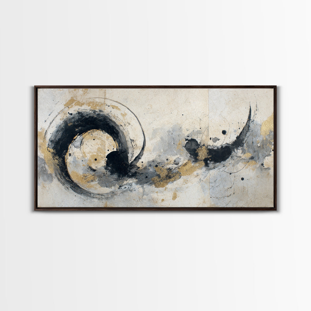 Crescent Moon Made from Elegant Ink Swashes Canvas Print, Calligraphy Art, Digital Print, Living Room Decor, Fine Art, Script, CAL-2x1-89