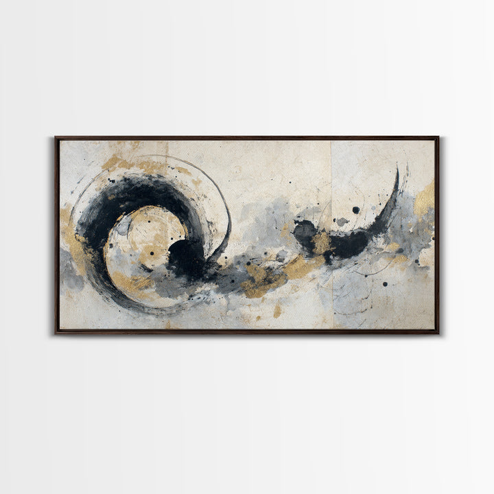 Crescent Moon Made from Elegant Ink Swashes Canvas Print, Calligraphy Art, Digital Print, Living Room Decor, Fine Art, Script, CAL-2x1-89