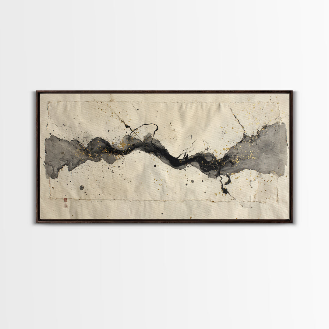 Large Sweeping Black Ink Gesture Like a Canvas Print, Calligraphy Art, Printable Art, Living Room Decor, Fine Art, Script, CAL-2x1-93