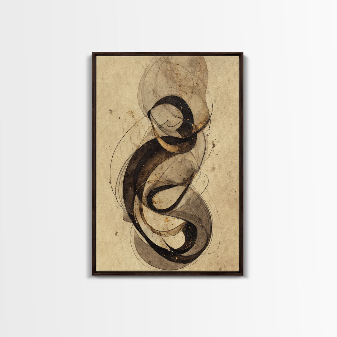 Arabic Ornamental Curves as Non Readable Art Canvas Print, Calligraphy Art, Spiritual Wall Art, Living Room Decor, Script, CAL-2x3-11