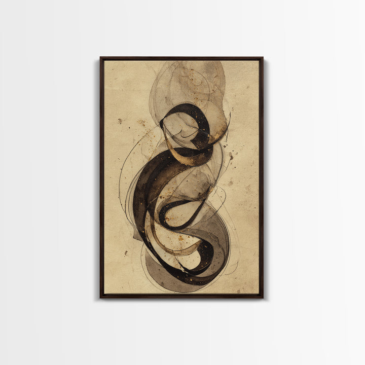 Arabic Ornamental Curves as Non Readable Art Canvas Print, Calligraphy Art, Spiritual Wall Art, Living Room Decor, Script, CAL-2x3-11