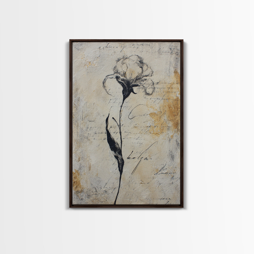 Single Elegant Flourish Shaped Like a Flower Framed Canvas Print, Calligraphy Art, Wall Decor, Living Room Decor, Script, CAL-2x3-13