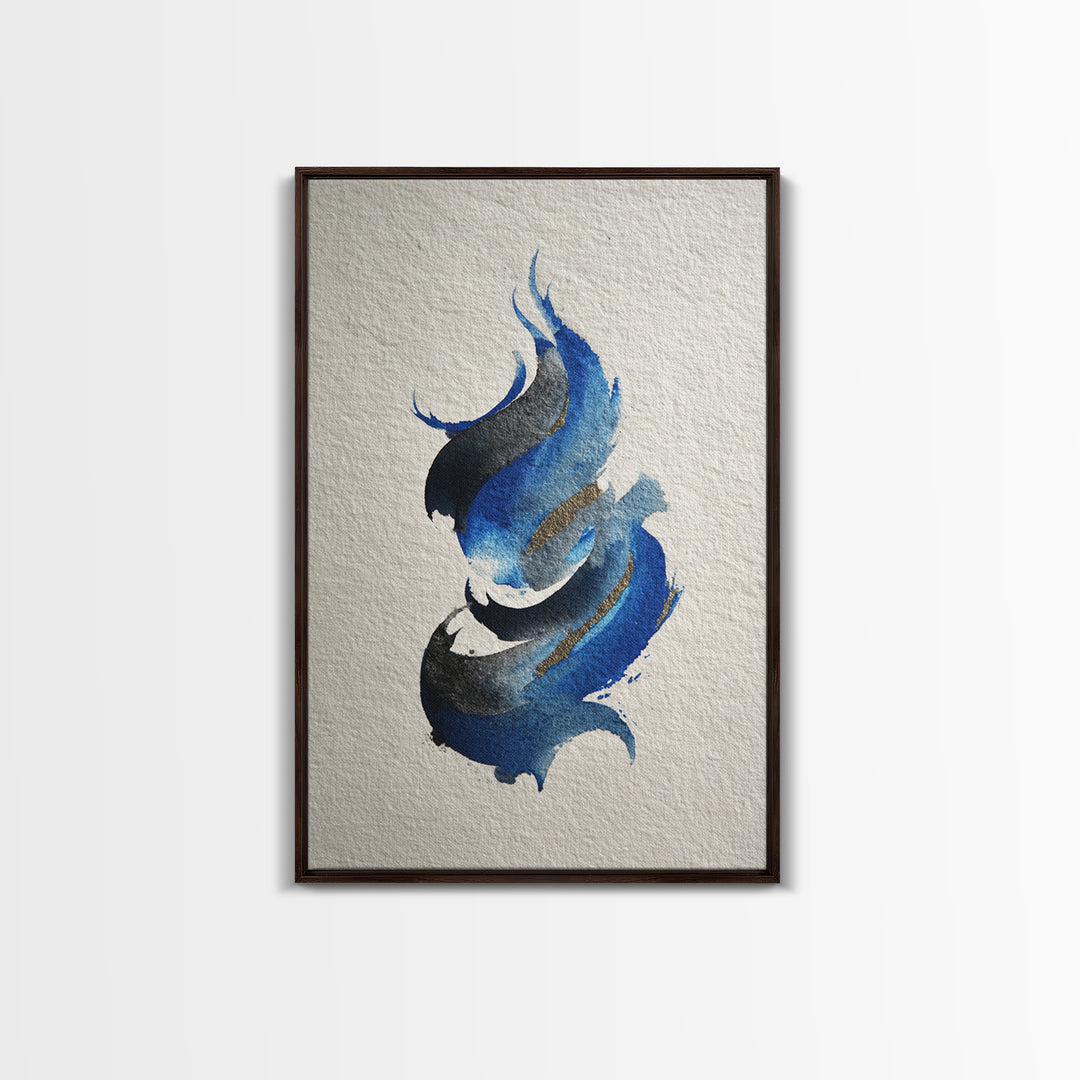 Modern Calligraphy Wave Framed Canvas Print, Calligraphy Art, Room Decor, Living Room Decor, Fine Art, Script, Printable, CAL-2x3-18