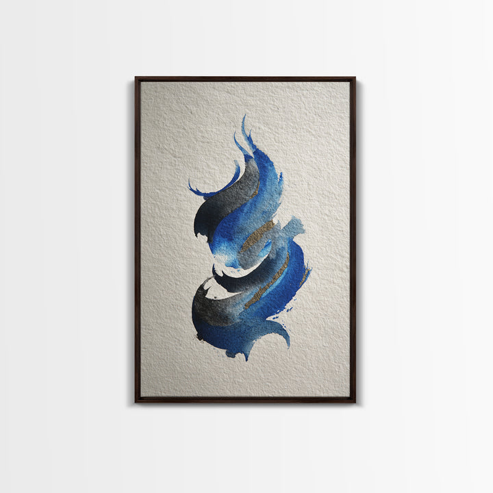 Modern Calligraphy Wave Framed Canvas Print, Calligraphy Art, Room Decor, Living Room Decor, Fine Art, Script, Printable, CAL-2x3-18