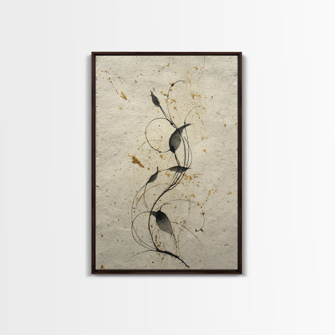 Floral Vine Created from Graceful Script Like Canvas Print, Calligraphy Art, Neutral Decor, Living Room Decor, Script, CAL-2x3-19