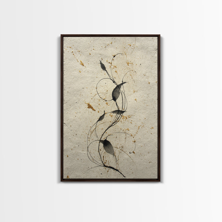Floral Vine Created from Graceful Script Like Canvas Print, Calligraphy Art, Neutral Decor, Living Room Decor, Script, CAL-2x3-19