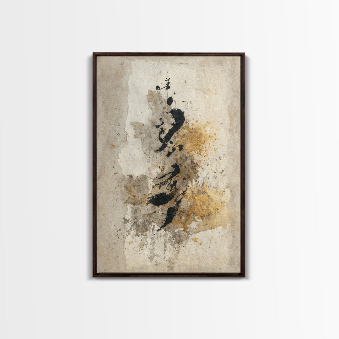 Romantic Handwritten Marks Without Readable Words Framed Canvas Print, Calligraphy Art, Wall Art, Living Room Decor, Script, CAL-2x3-47