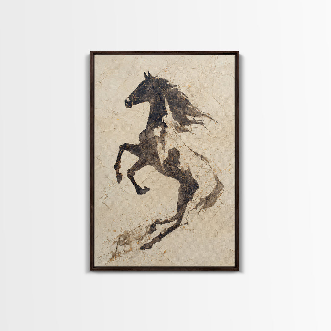 Calligraphic Horse Silhouette Made from One Line Canvas Print, Calligraphy Art, Prints, Living Room Decor, Fine Art, Script, CAL-2x3-49