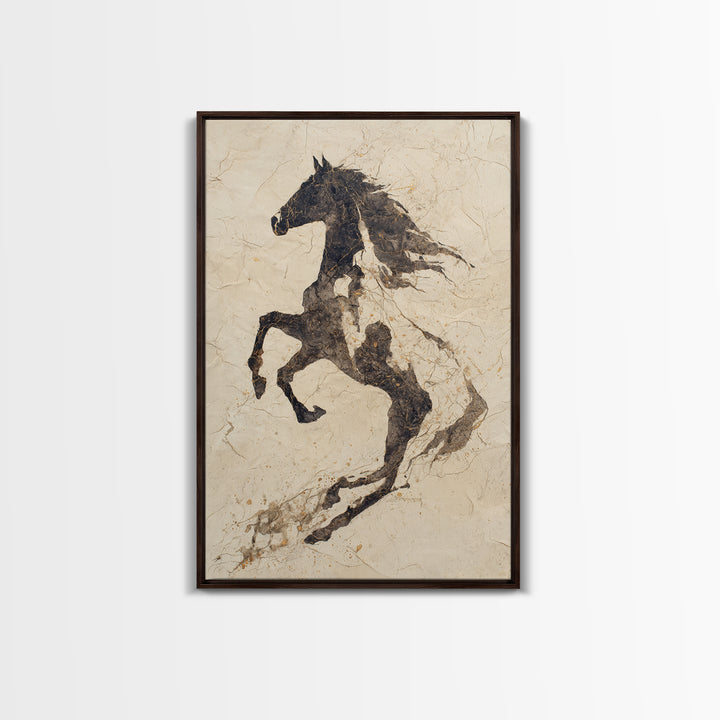 Calligraphic Horse Silhouette Made from One Line Canvas Print, Calligraphy Art, Prints, Living Room Decor, Fine Art, Script, CAL-2x3-49