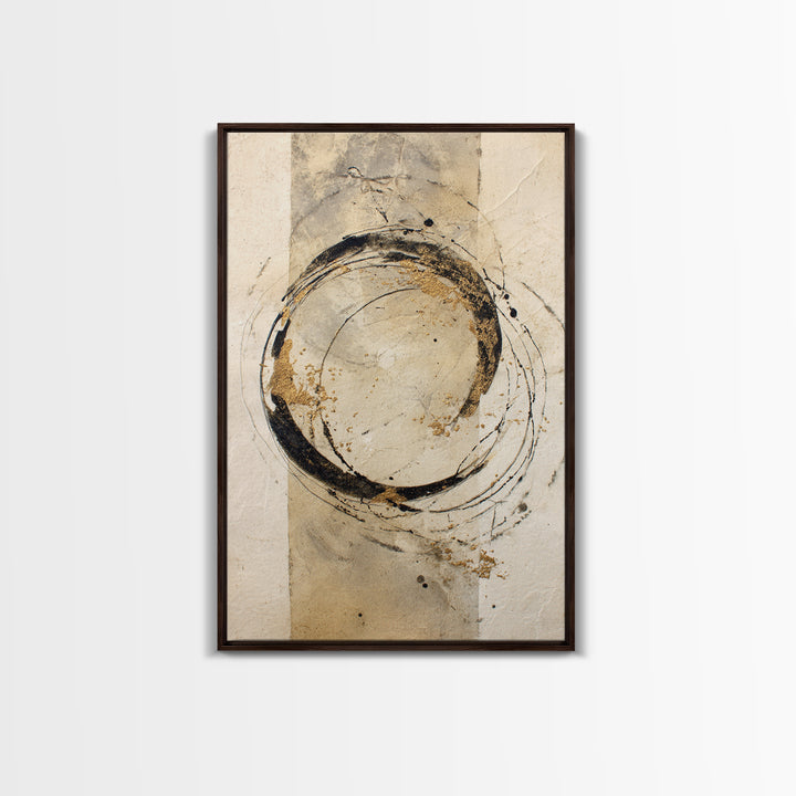 Crescent Moon Made from Elegant Ink Swashes Framed Canvas Print, Calligraphy Art, Print, Living Room Decor, Fine Art, Script, CAL-2x3-53